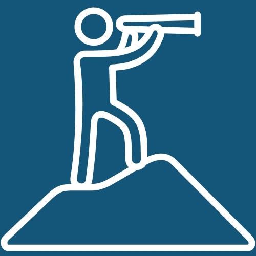 Icon of a man looking through a telescope